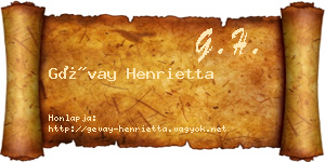 Gévay Henrietta névjegykártya